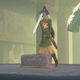 Image of Link raising the Master Sword high above a stone slab